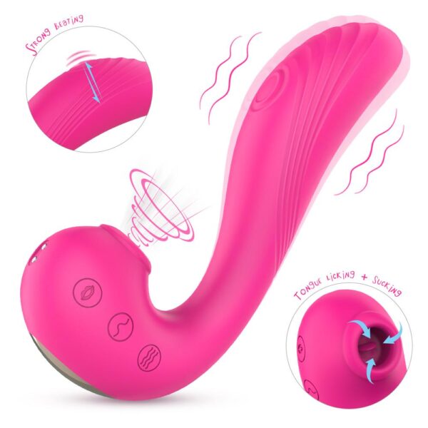 Echo 3 in 1 Clitoral Sucking & Licking Vibrator (Pink)