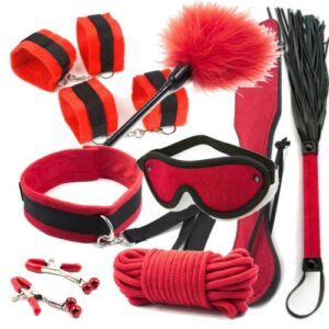 Soft Padded Red Velvet Bondage 12 Piece Set