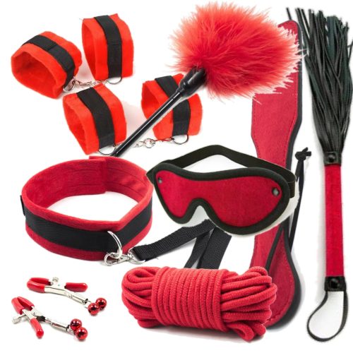 Soft Padded Red Velvet Bondage 12 Piece Set