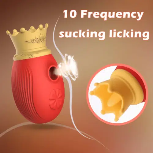 The Crown 3 in 1 Licking Air Pulse Vibrator (Red)