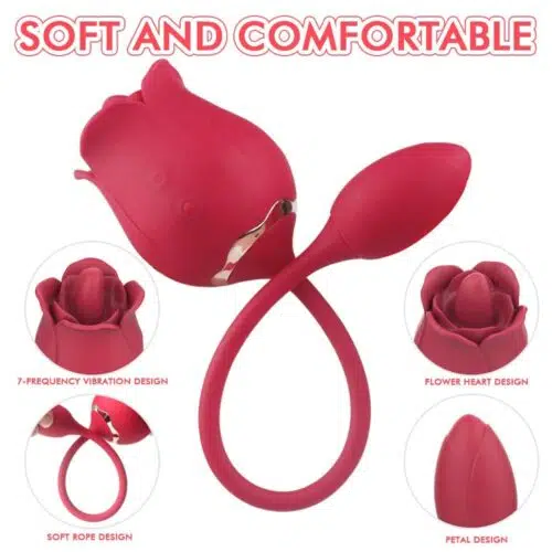 Indulgence Rose Licking Vibrator (Red)