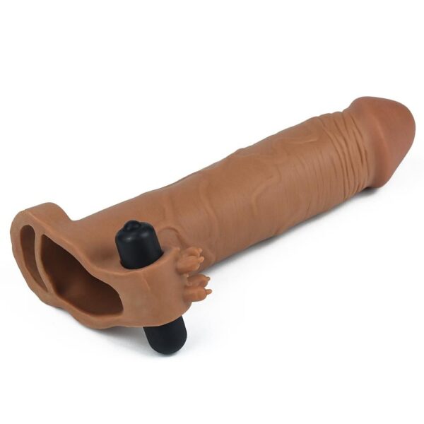 Pleasure X Tender Vibrating Penis Sleeve (Brown)