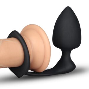 Combo Threat Cockring Plug (Black)