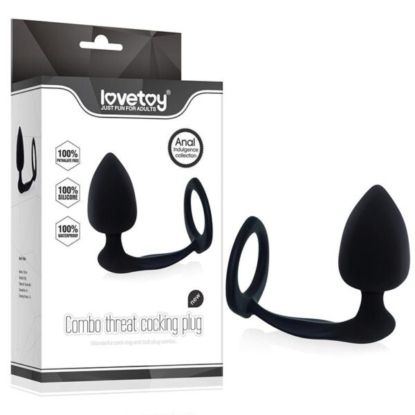 Combo Threat Cockring Plug (Black)