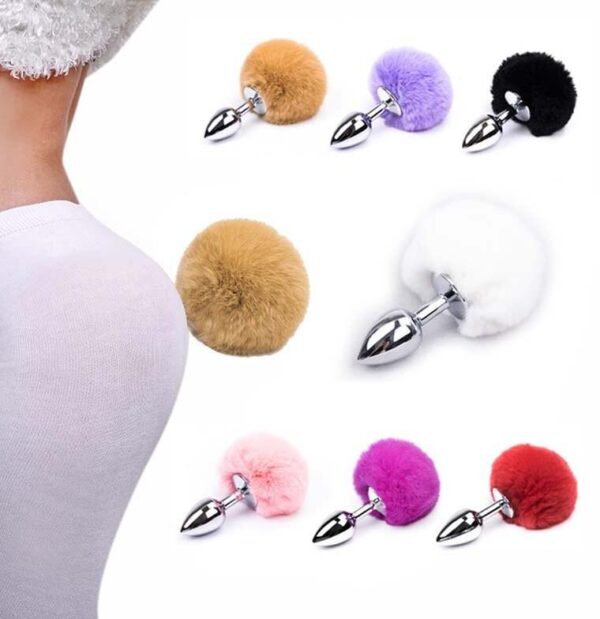 Pom Pom Metal Anal Plug (Purple)